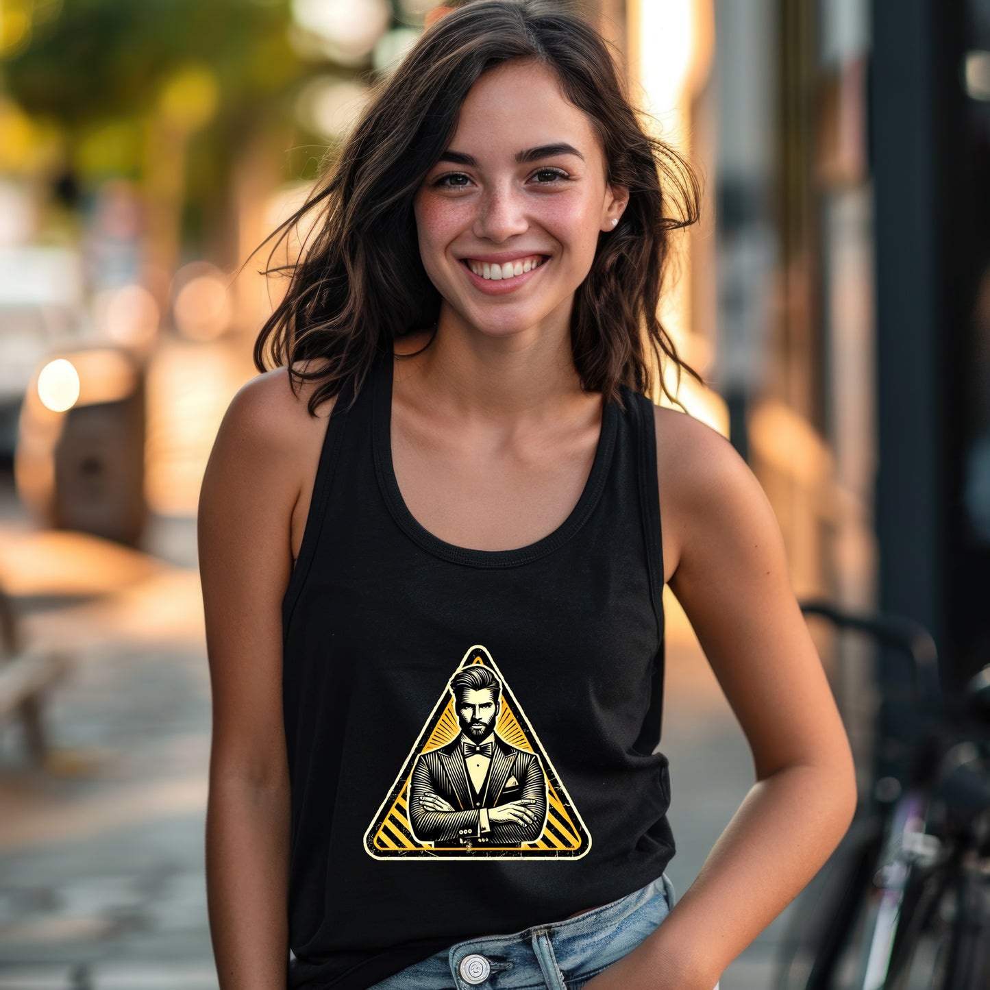 Stylish Black Tank Top with Trendy Graphic product type