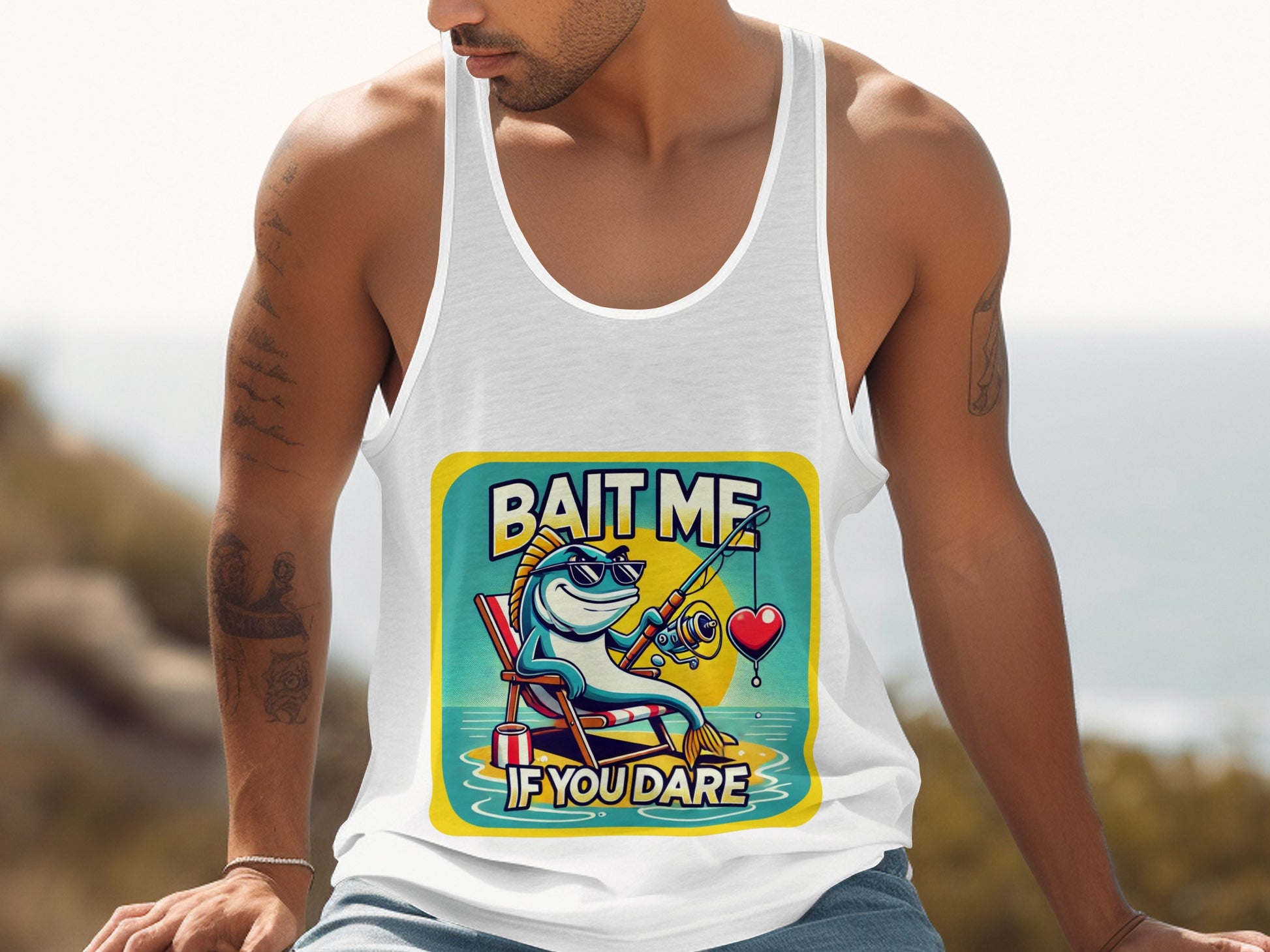 Bait Me If You Dare Fishing Graphic Tank Top product