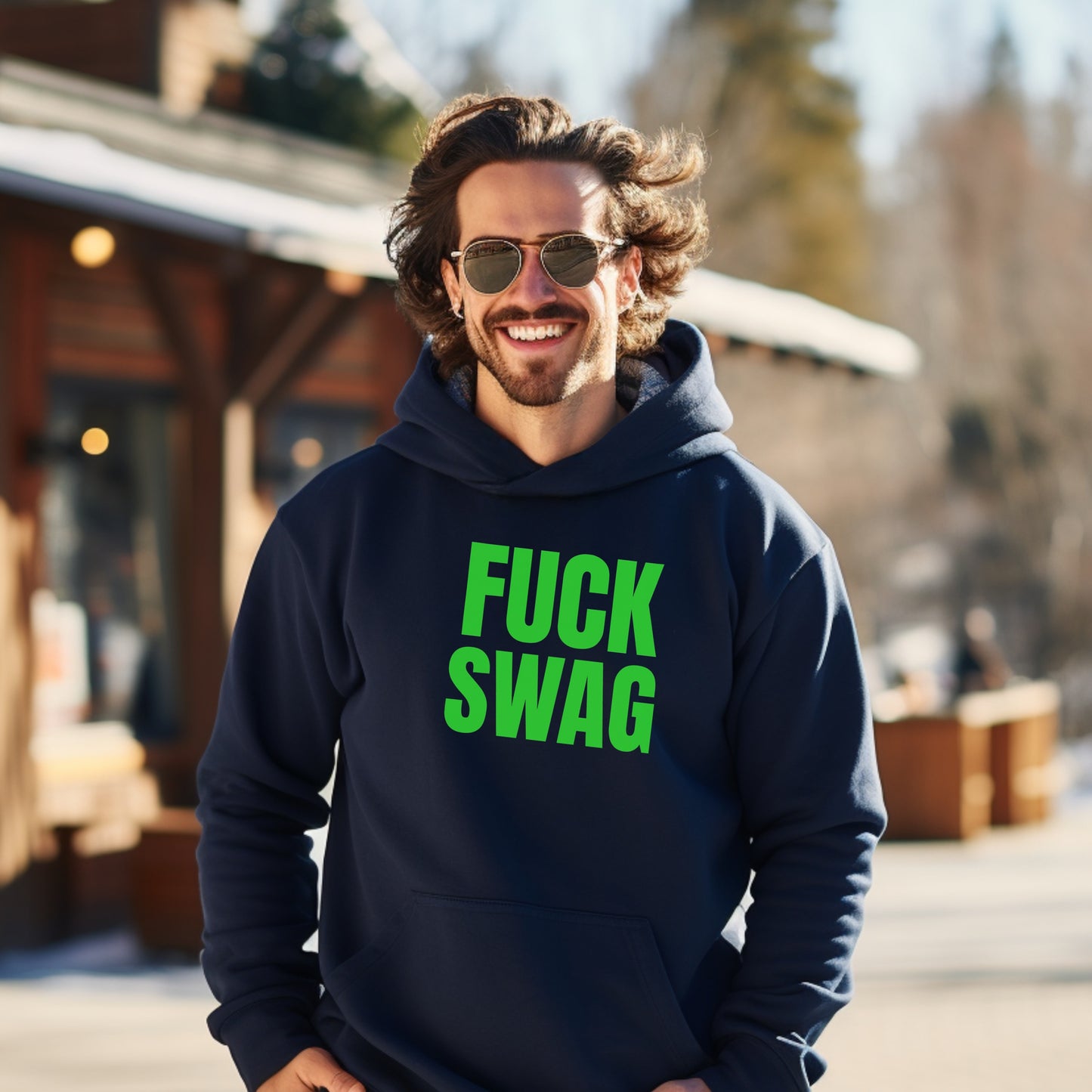 Stylish Hoodie with Bold Green Text Statement