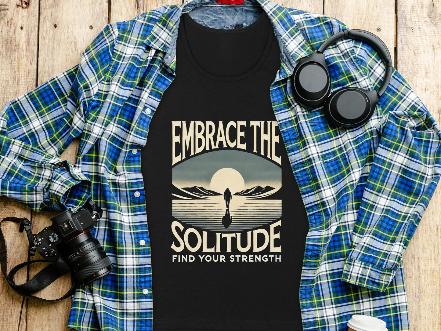 Embrace the Solitude Find Strength Graphic T-shirt product type