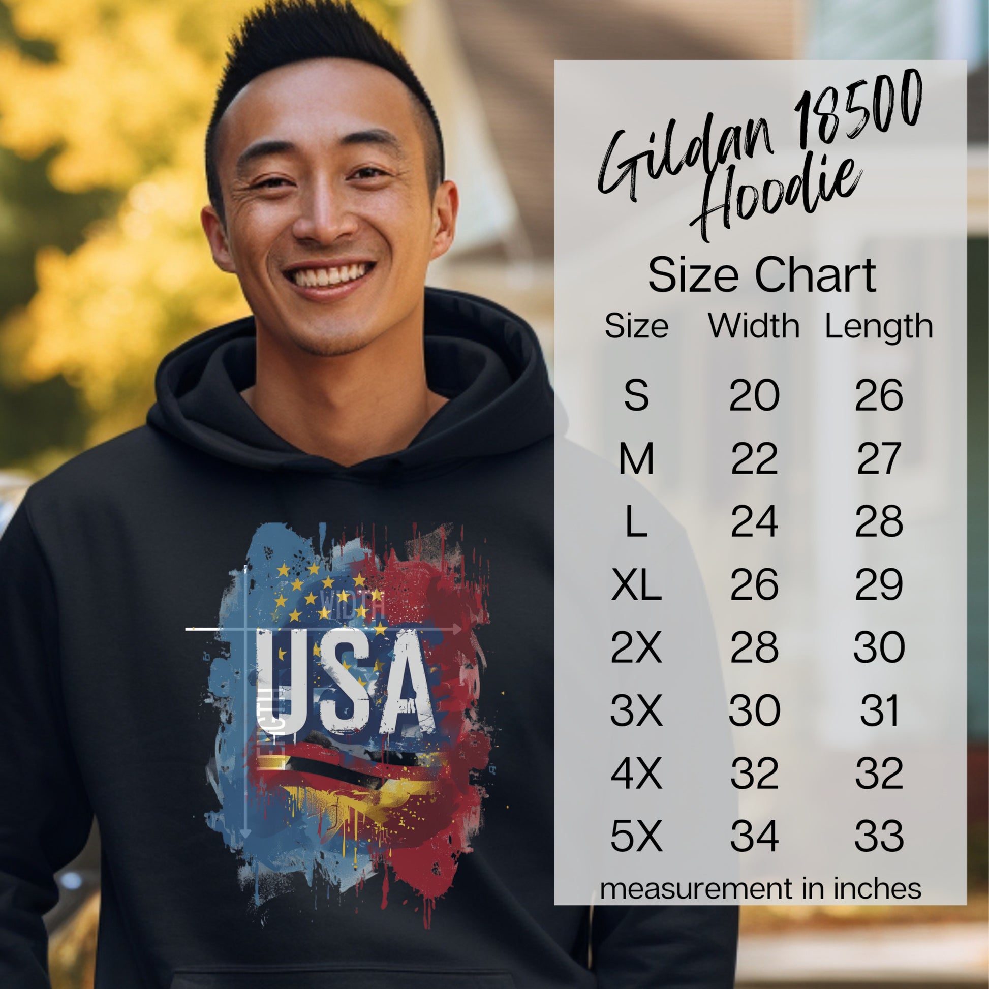 USA Graphic Hoodie Gildan 18500 Apparel product type