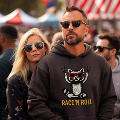 Cool Racc N Roll Design Hoodie for Trendy Attire
