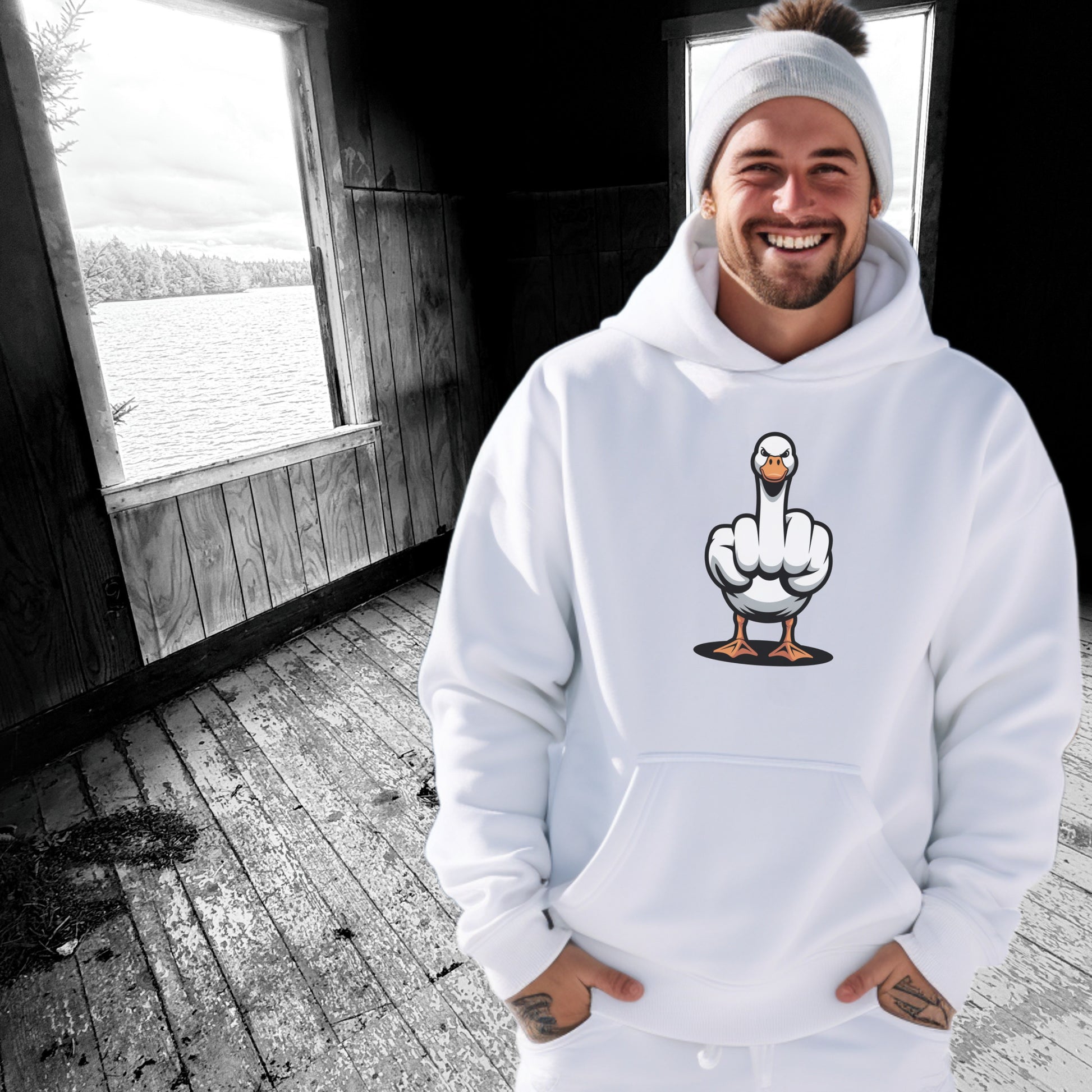 Funny Duck Middle Finger Graphic Hoodie