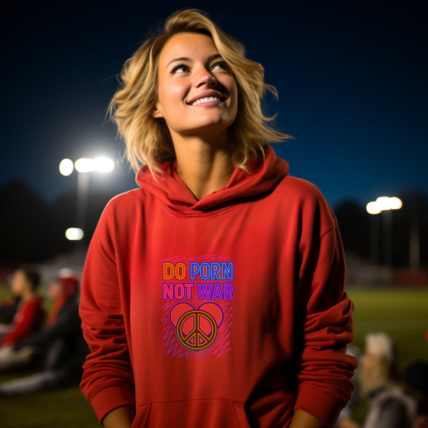 Do Porn Not War with Peace Sign Graphic Hoodie product