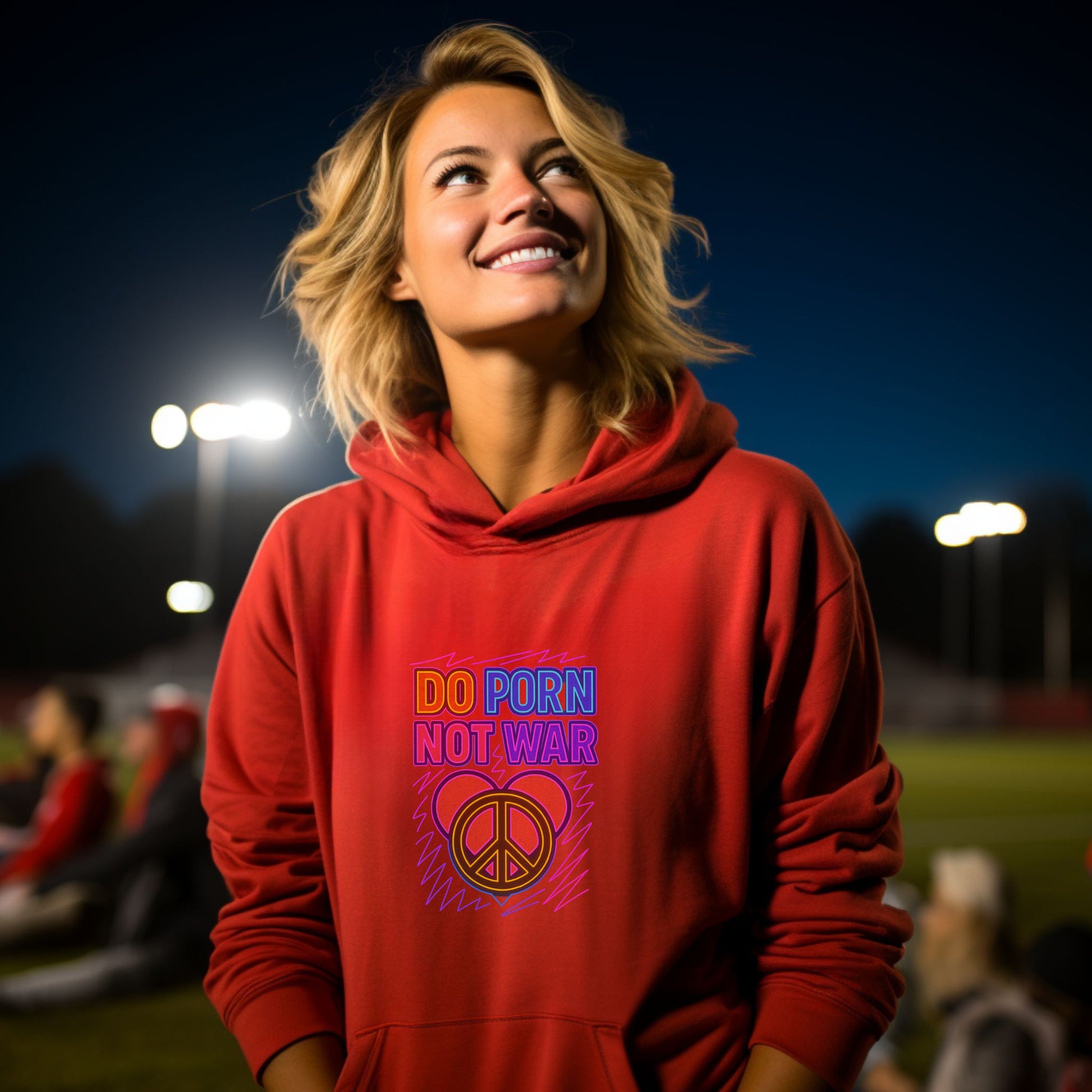 Do Porn Not War with Peace Sign Graphic Hoodie product