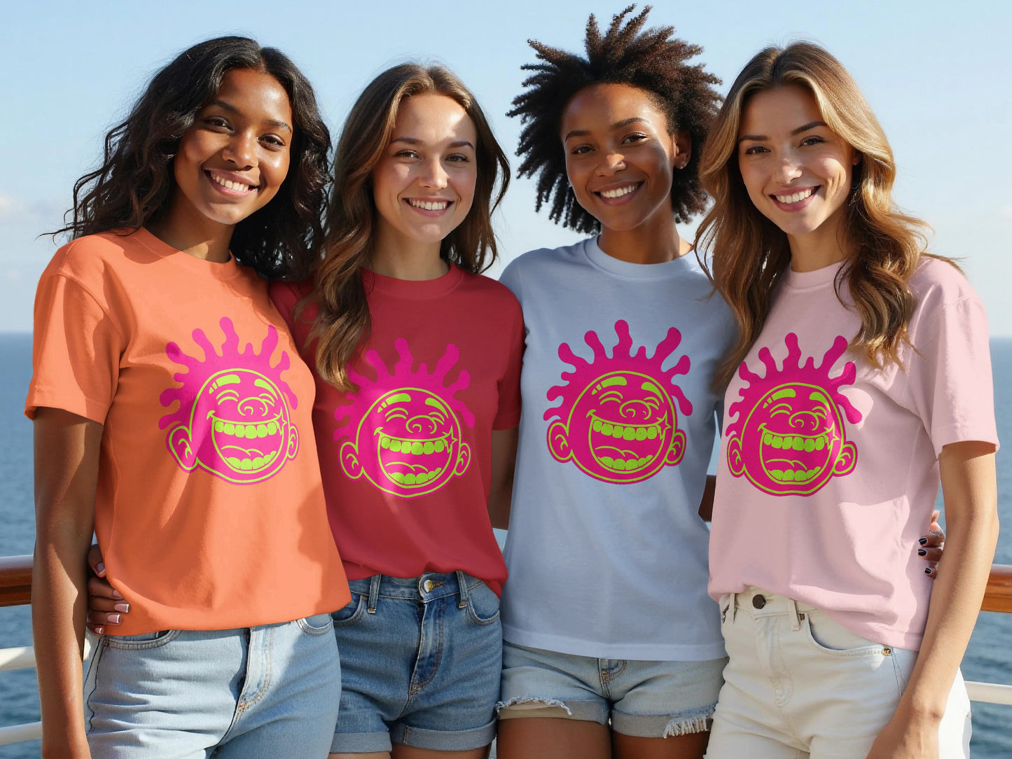 Colorful Tee Shirts with Smiling Face Design