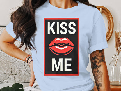 Kiss Me Red Lips Graphic T-shirt Stylish Clothing product