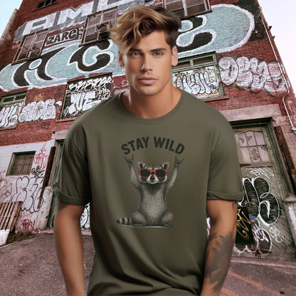 Stay Wild Raccoon With Sunglasses T-Shirt