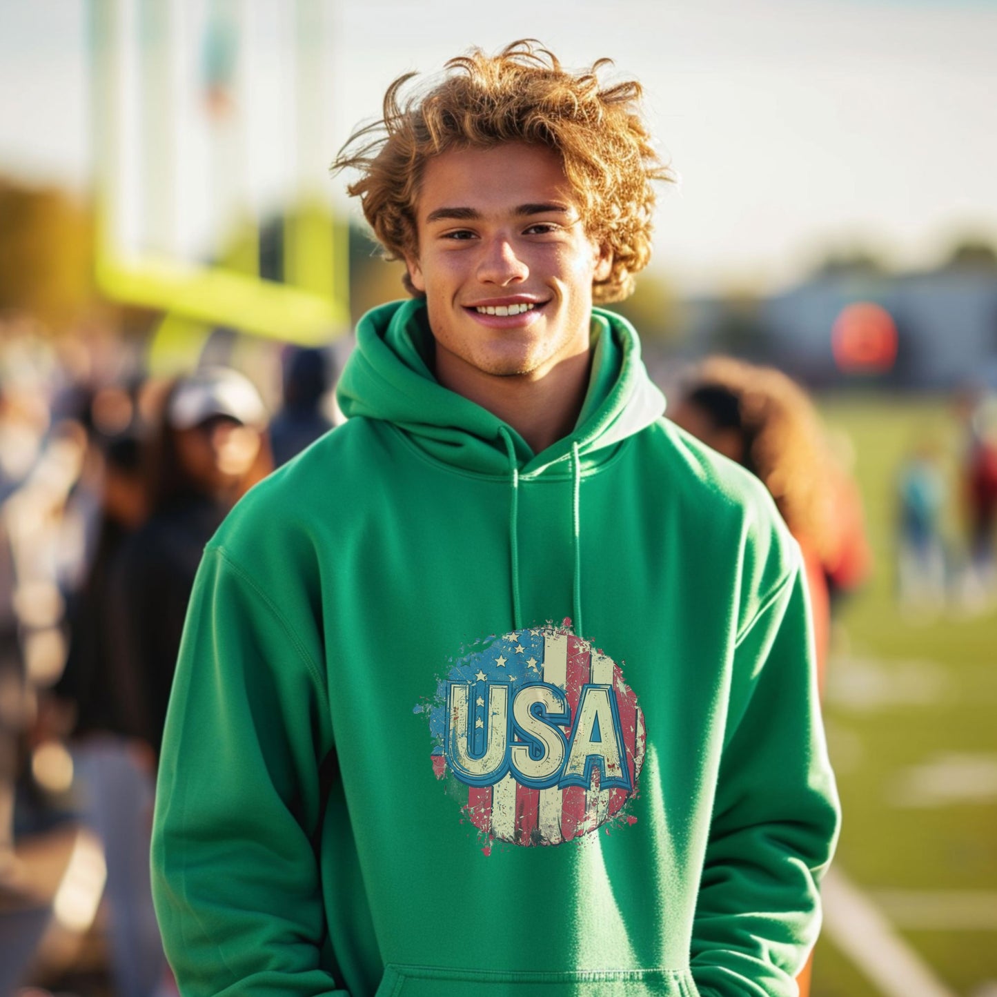 USA Flag Green Hoodie Casual Wear Product