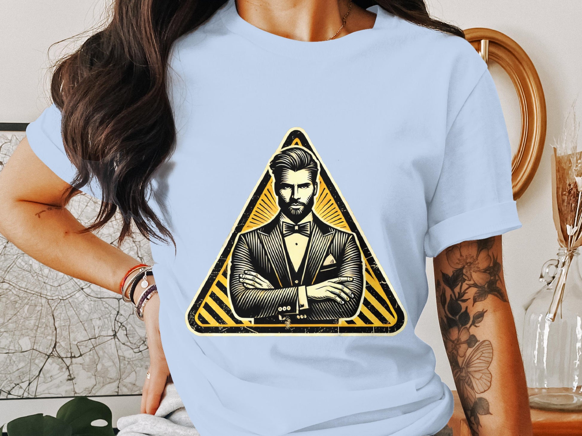 Stylish Graphic Tee Featuring Dapper Man Design product type