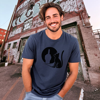 Funny Cat and Moon Graphic Short Sleeve T-Shirt