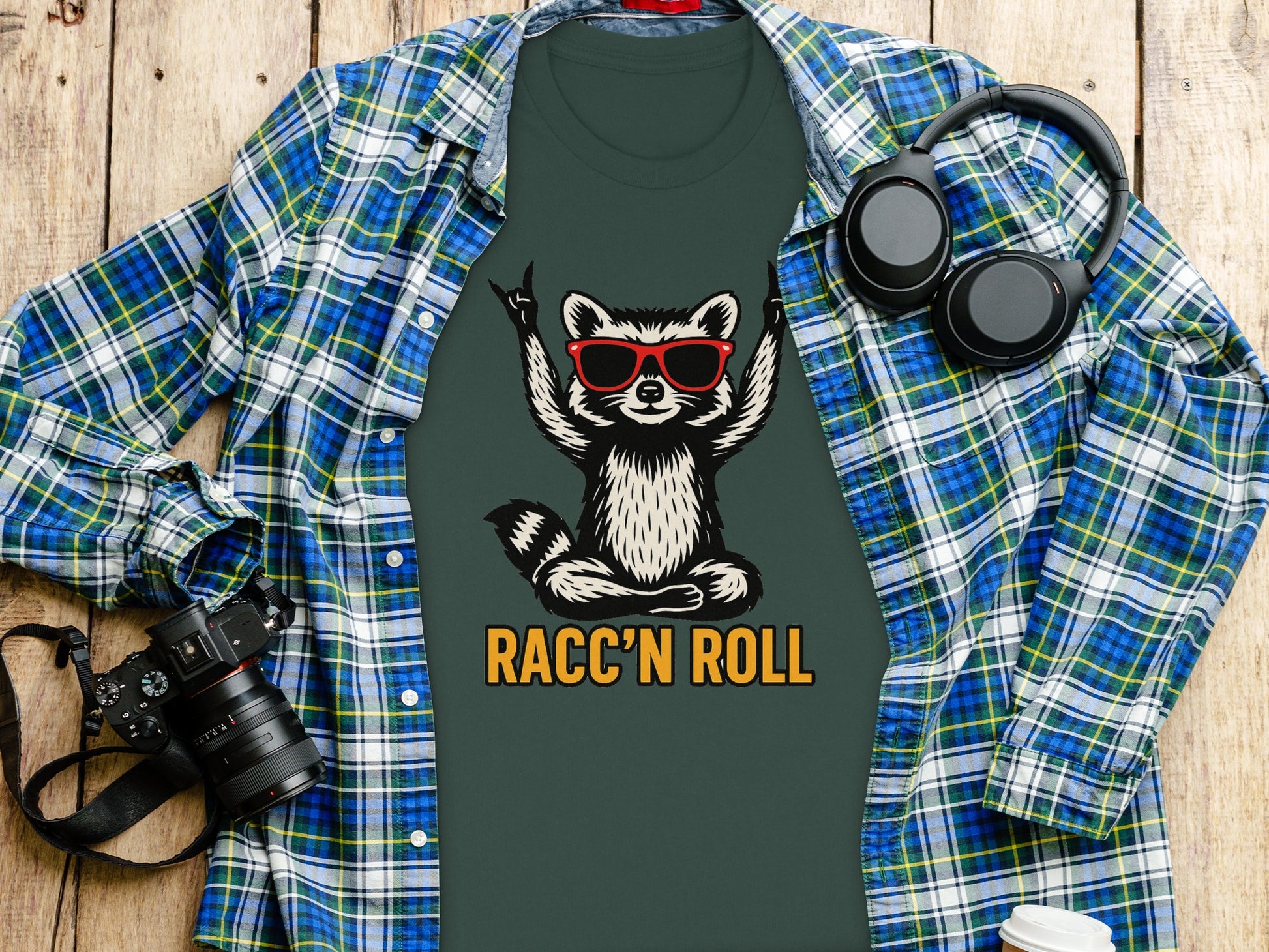 Racc'n Roll Raccoon With Sunglasses Graphic Shirt