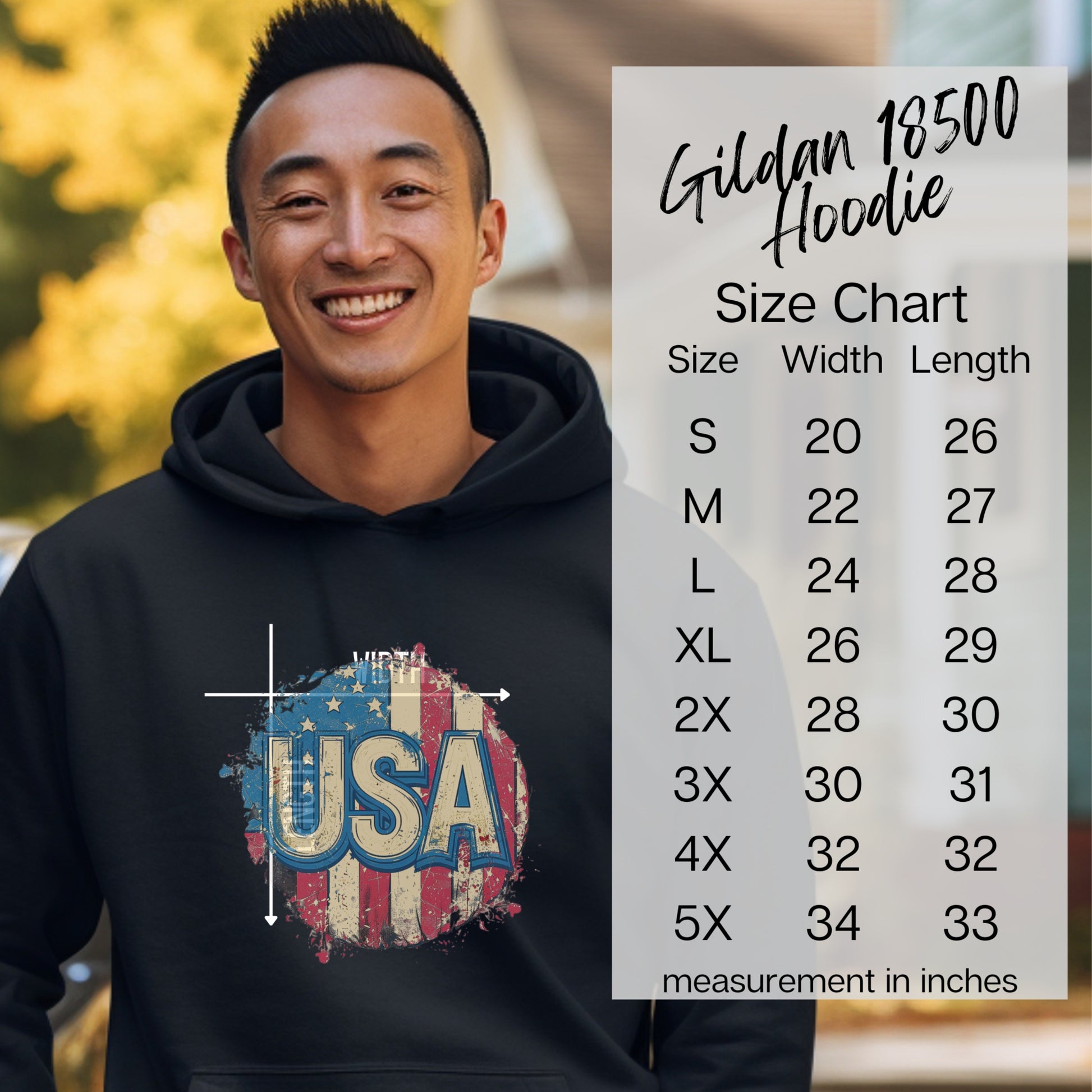 Gildan 18500 Hoodie USA Flag Design Hoodie product type