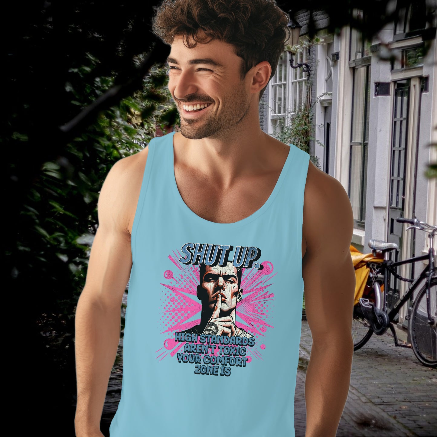 SHUT UP High Standards Graphic Print Tank Top product