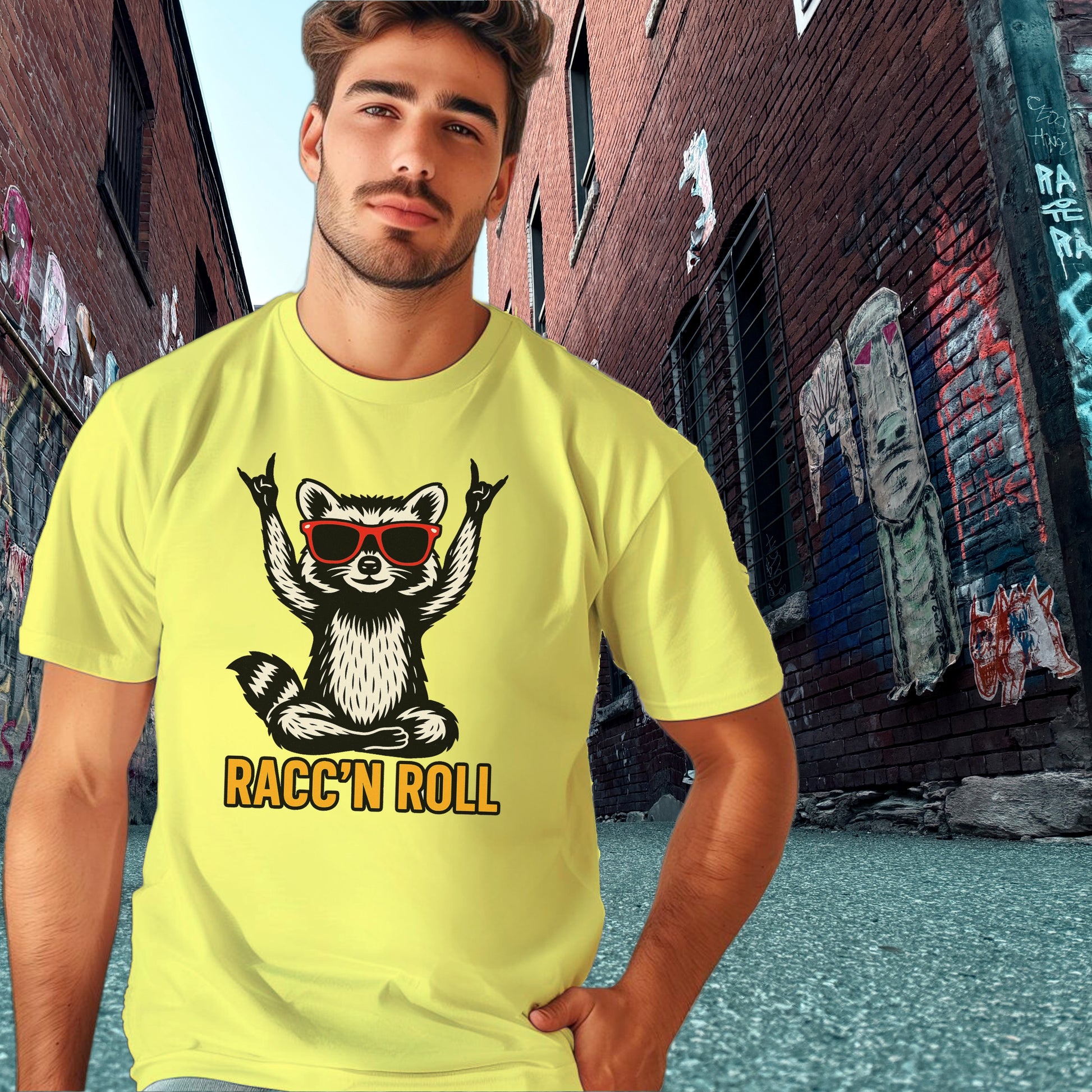 Racc'n Roll Hip Raccoon Design Men's T-Shirt