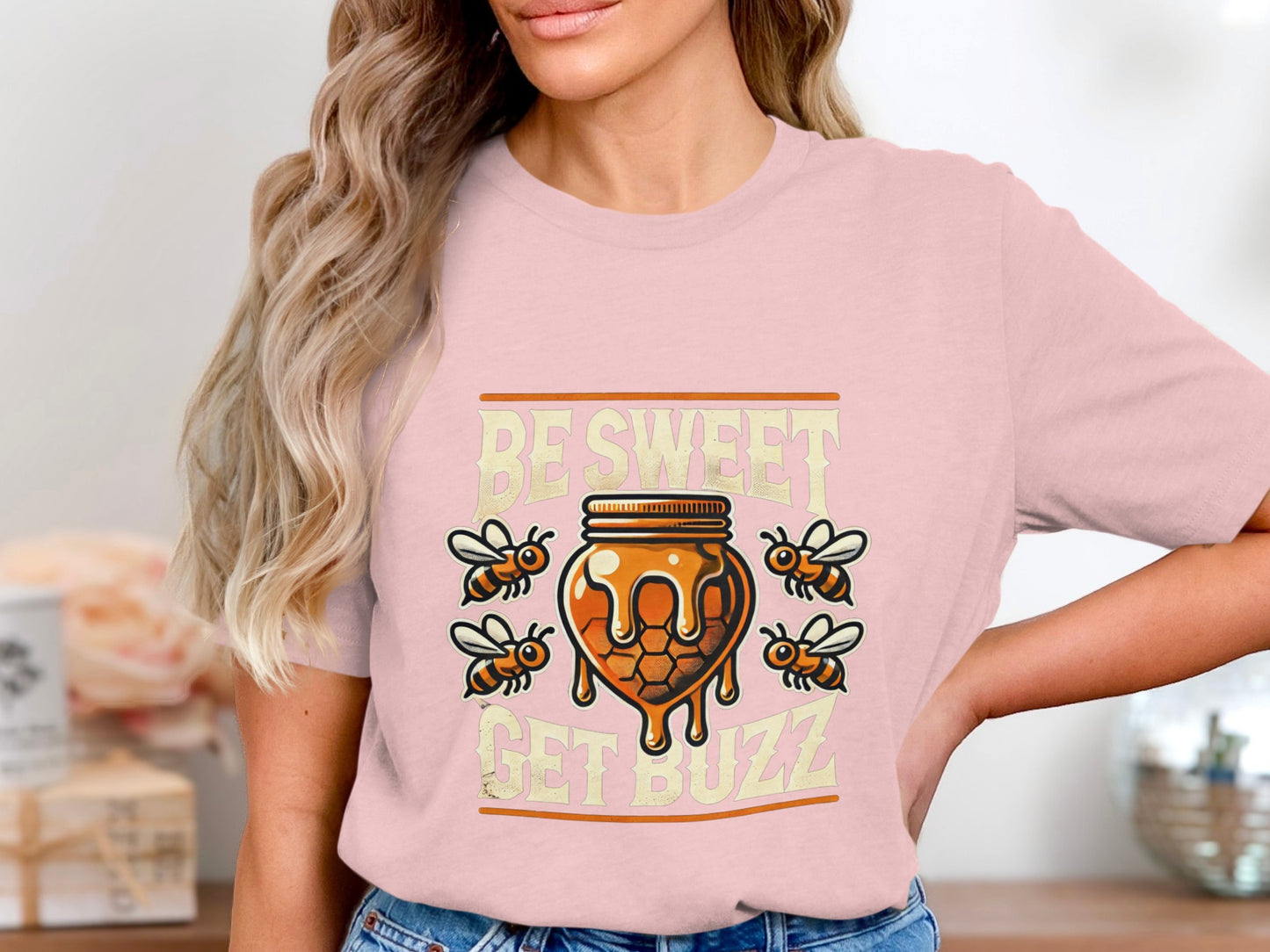 Be Sweet Get Buzz Honey Jar and Bees Design T-shirt product