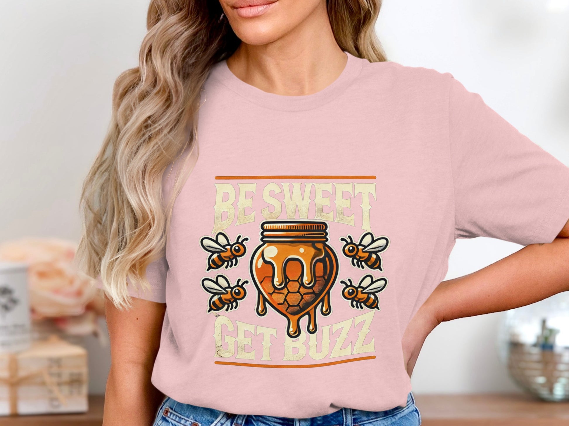 Be Sweet Get Buzz Honey Jar and Bees Design T-shirt product