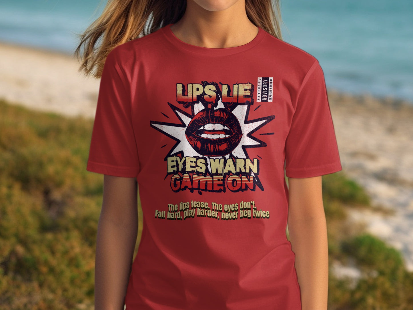 Lips Lie Eyes Warn Graphic Tee Shirt product