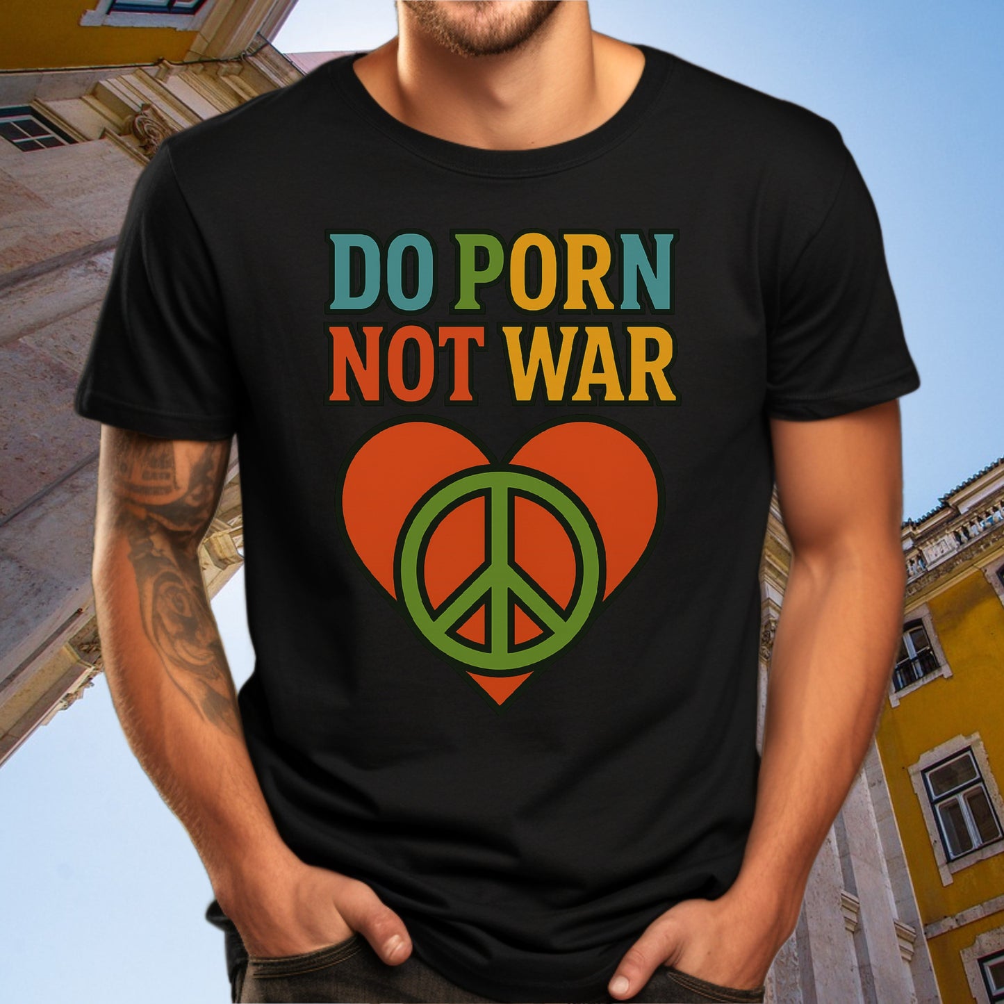 Do Porn Not War Heart Peace Sign Graphic T-shirt product