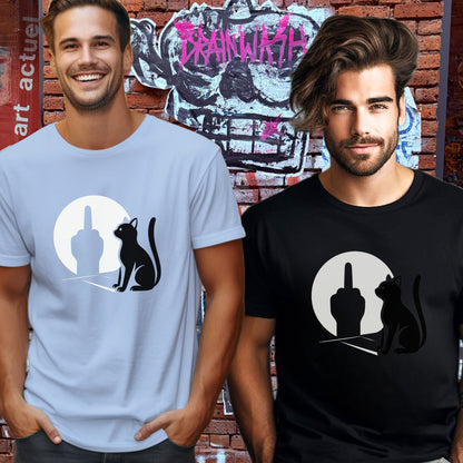 Cat Silhouette with Gesture Graphic T-Shirt