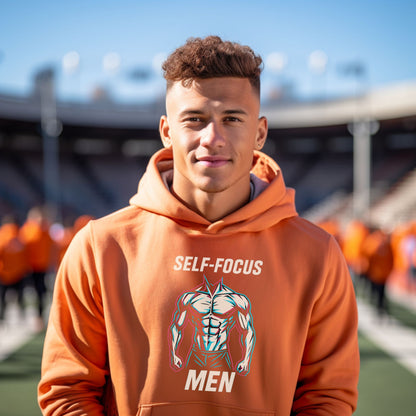 Self-Focus Men Graphic Orange Hoodie product