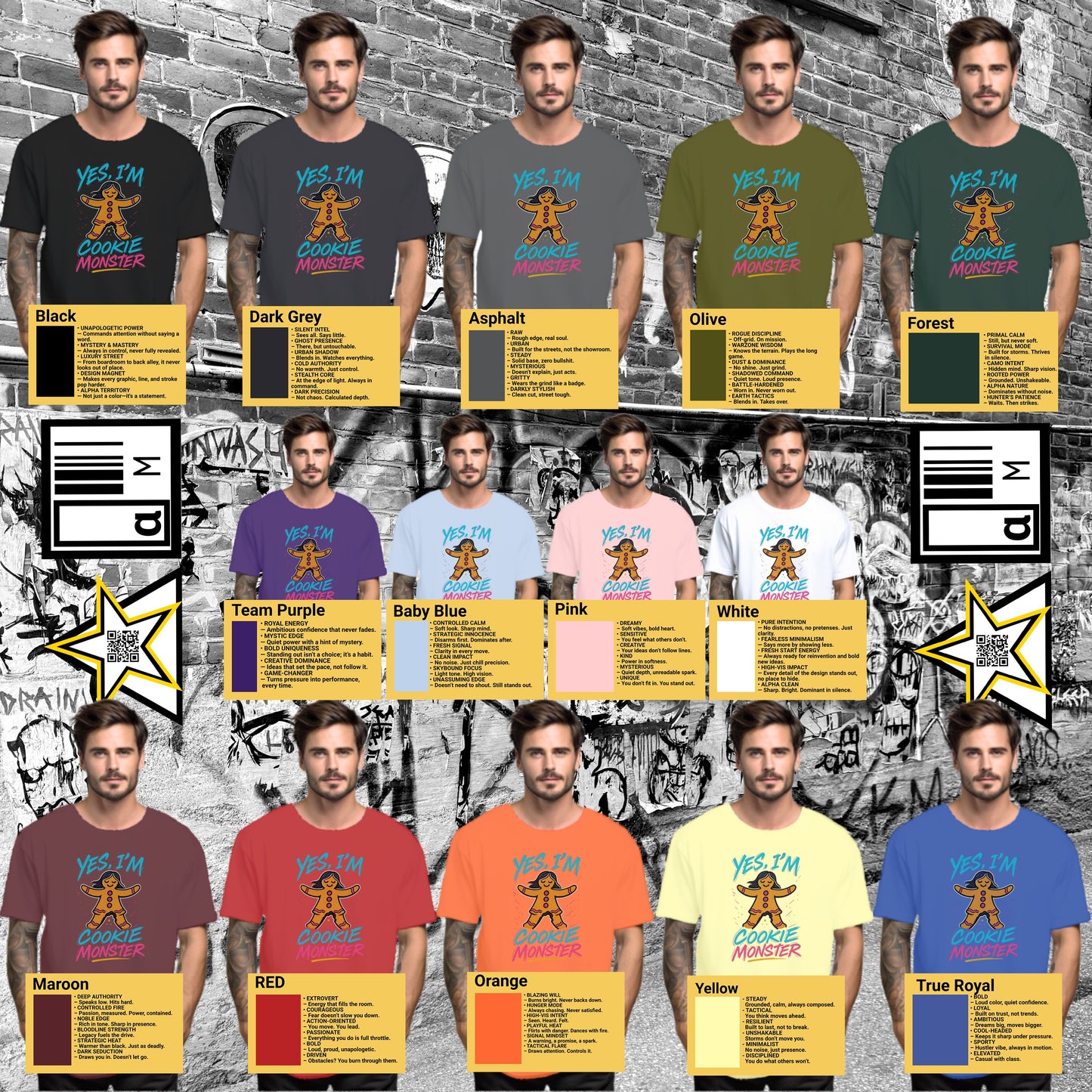 Fun Graphic Design Shirt in Multiple Colors Product Type