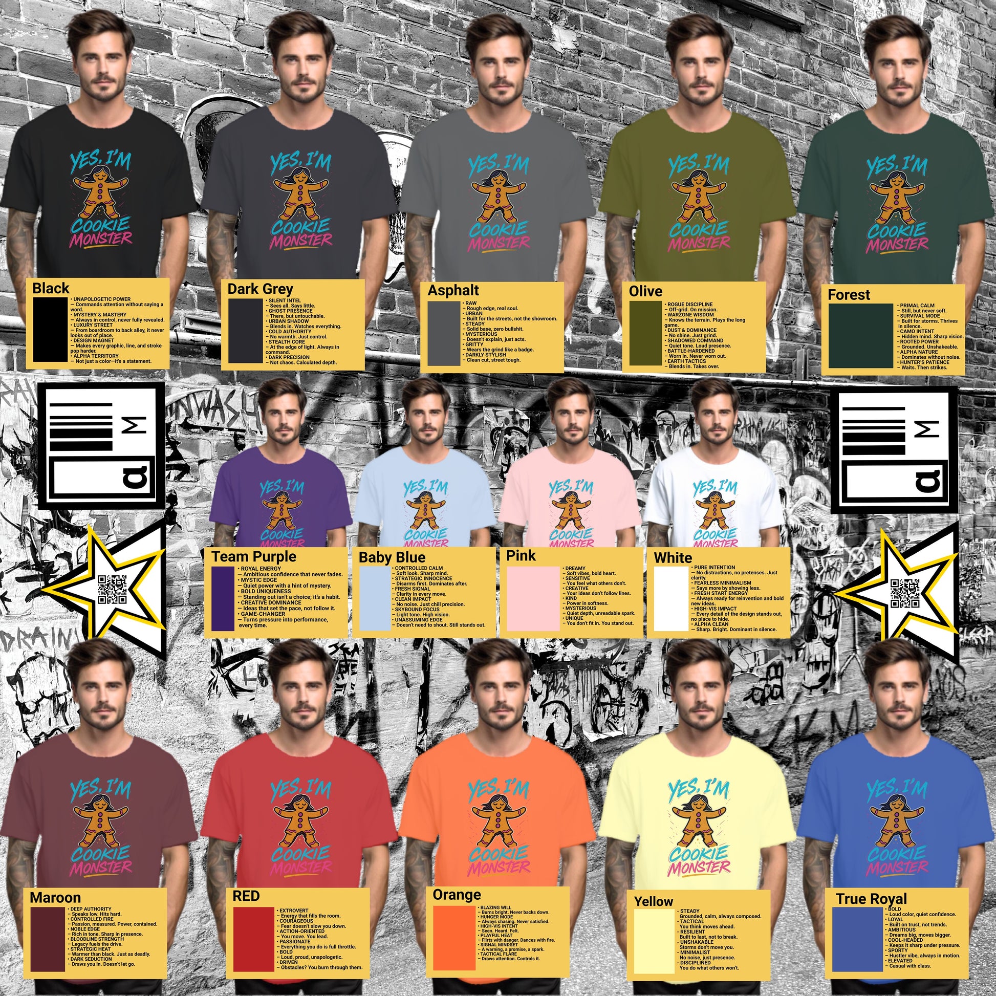 Fun Graphic Design Shirt in Multiple Colors Product Type