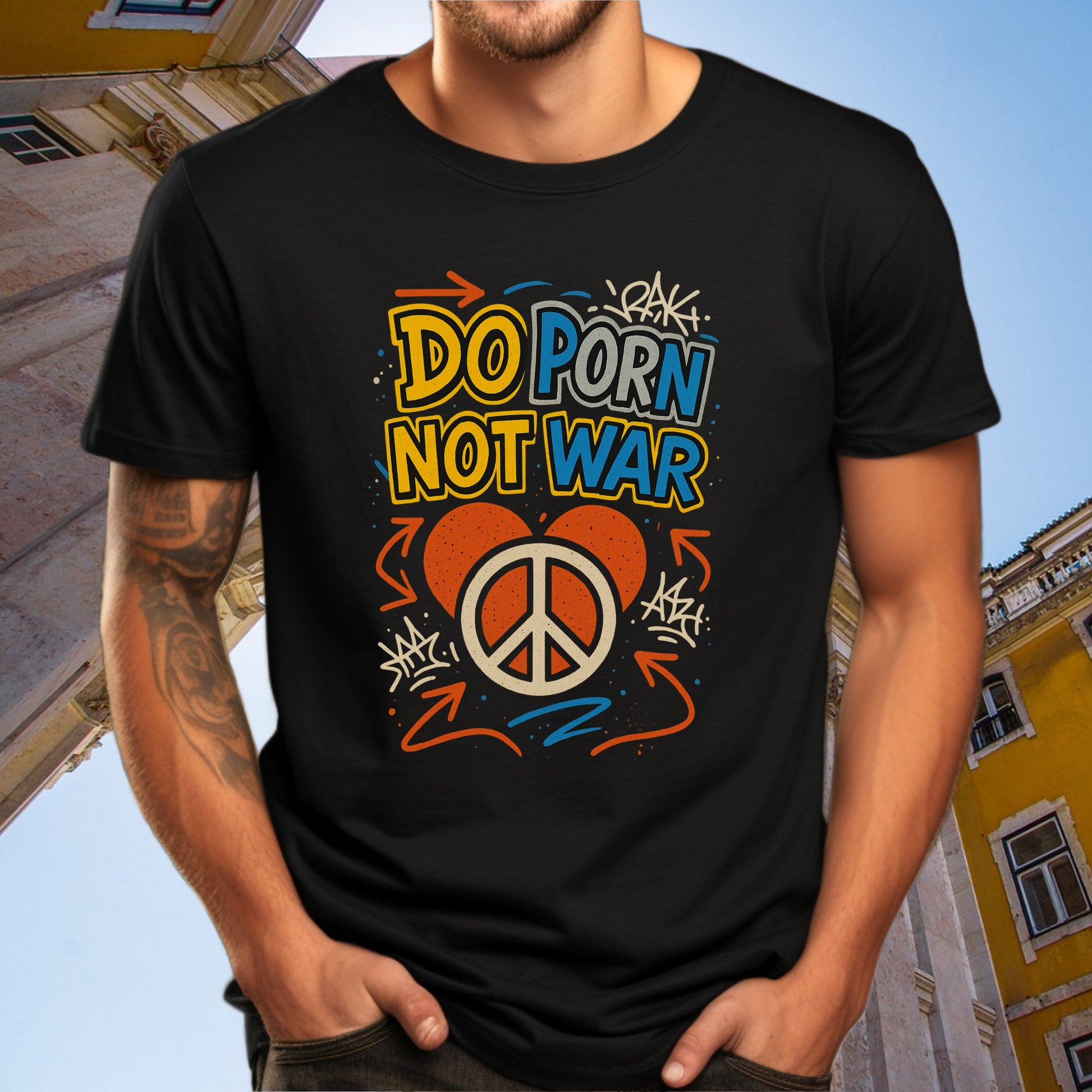 Do Porn Not War Peace Sign Graphic T-Shirt product type