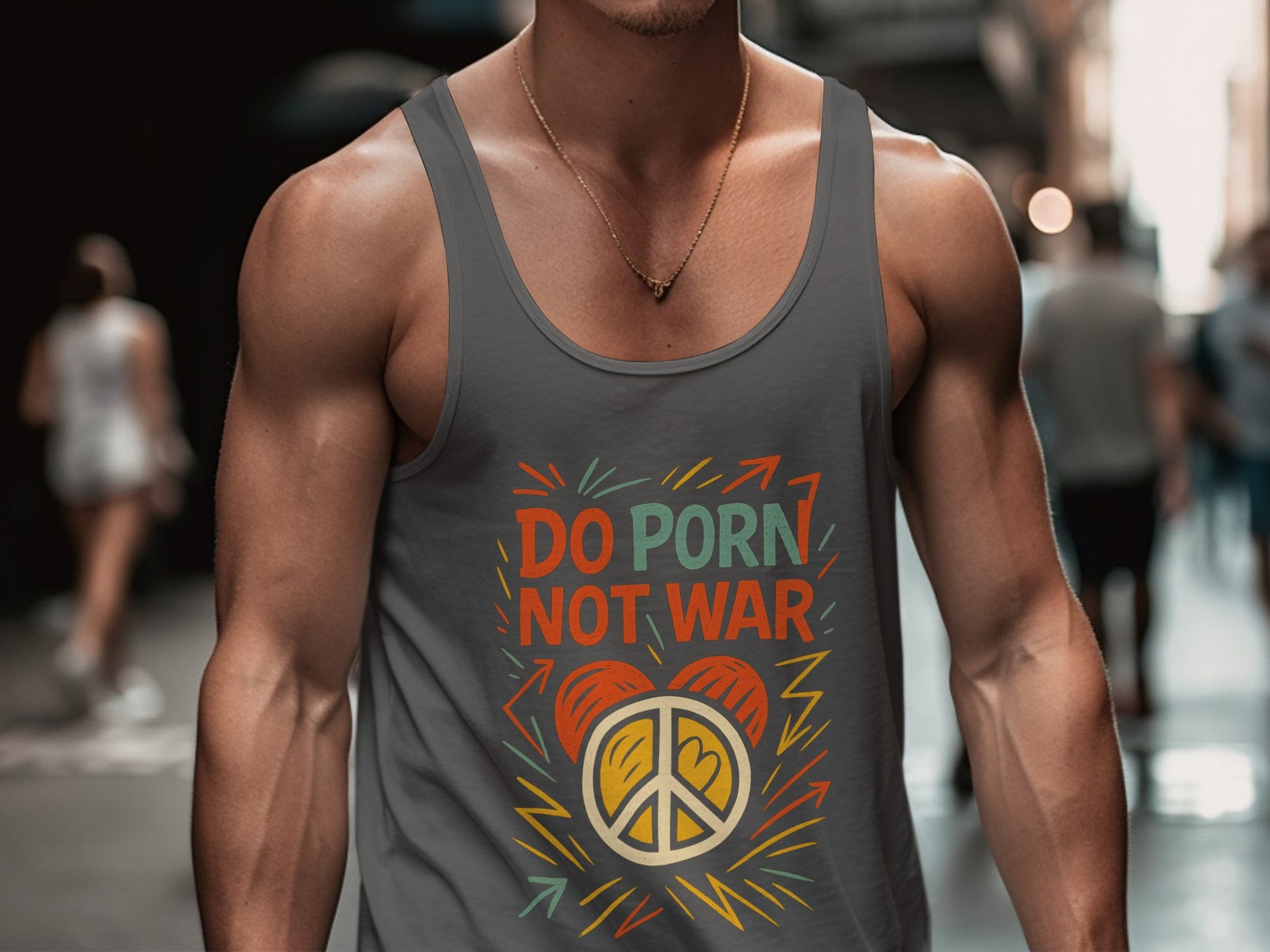 Do Porn Not War Peace Sign Graphic Tank Top product
