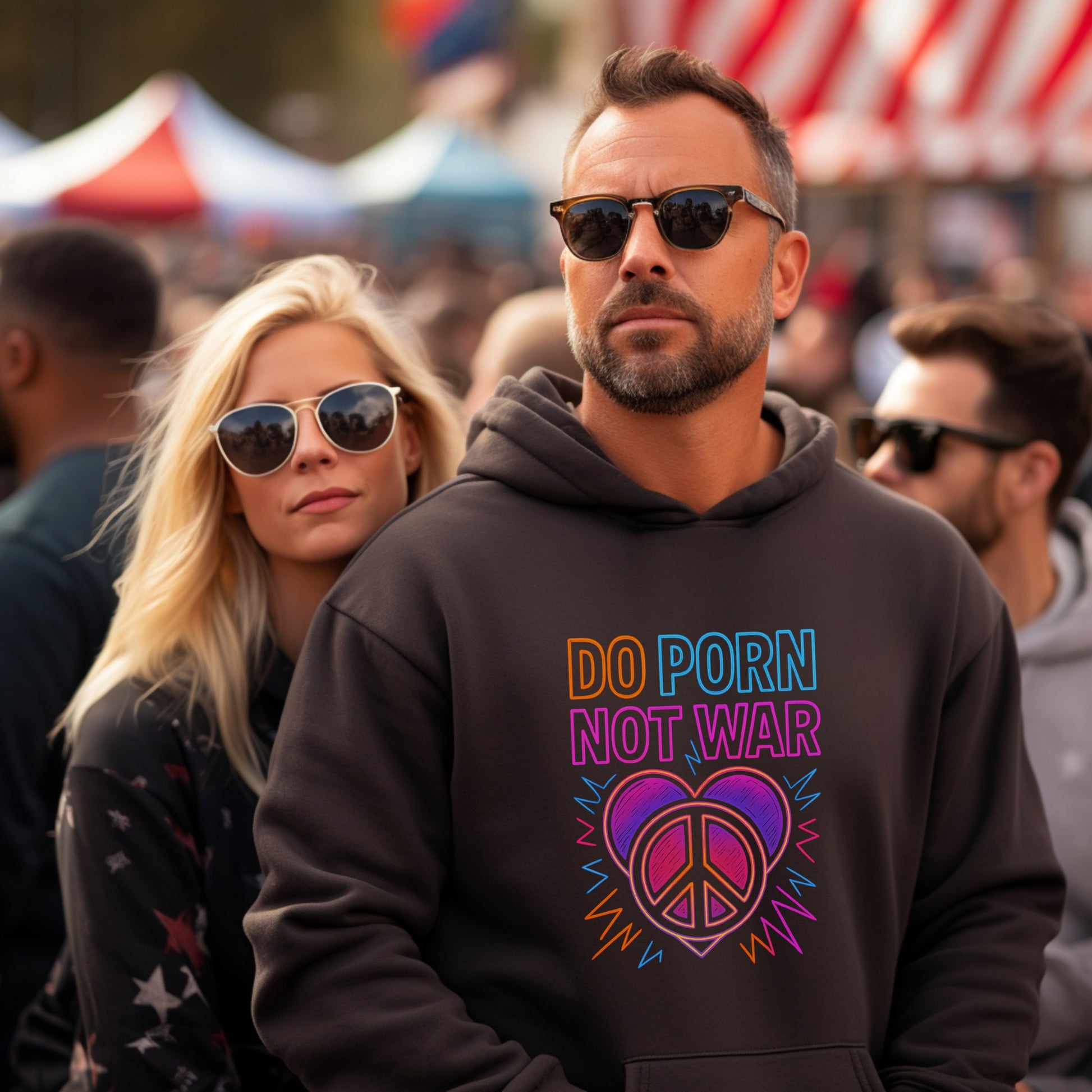 Do Porn Not War Hoodie with Peace Emblem product type