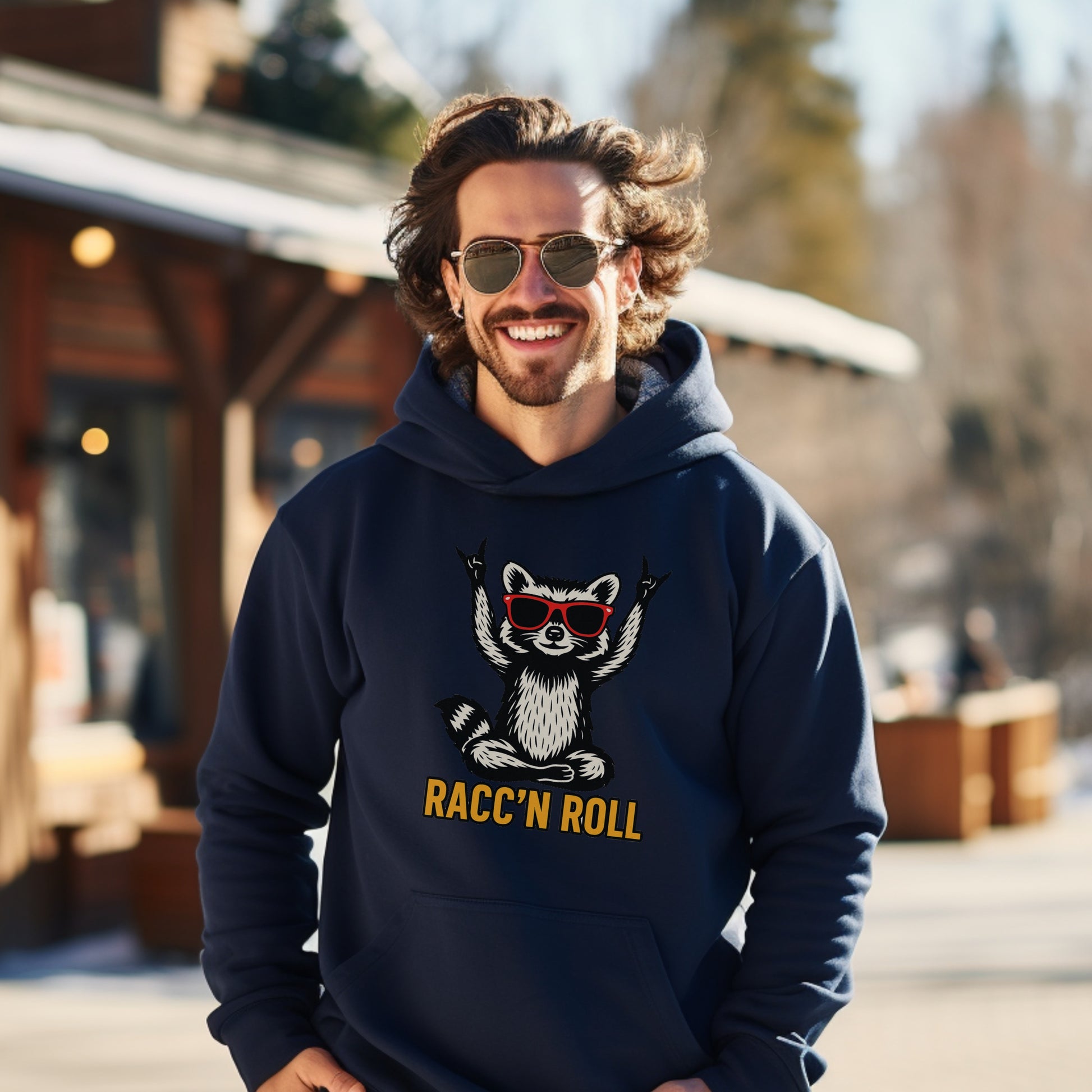 Racc'n Roll Graphic Hoodie With Cool Cartoon Raccoon Design