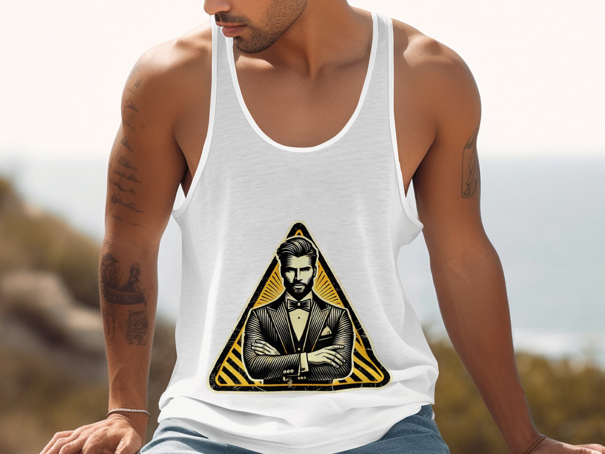Stylish Geometric Triangle Design Tank Top product type