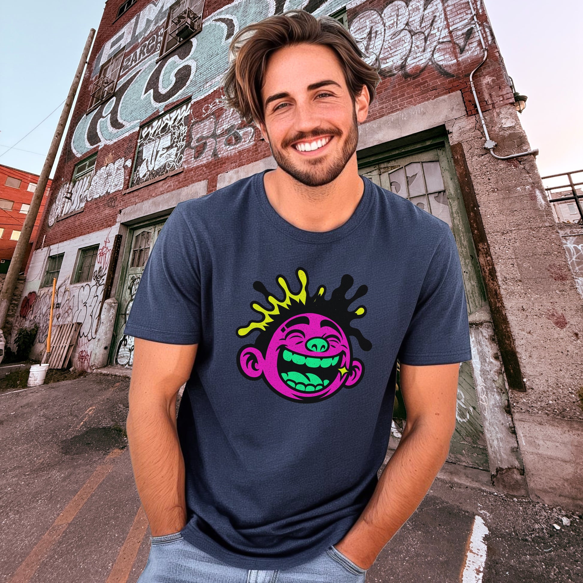 Colorful Graffiti Style Smiling Face T-shirt