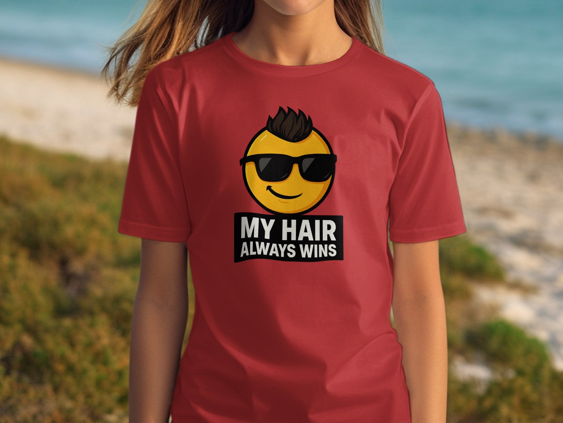 My Hair Always Wins Smiley Face Graphic T-Shirt product