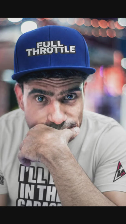 FULL THROTTLE Embroidered Flat Bill Snapback Cap | Bold Motorsport Hat | Streetwear Baseball Cap