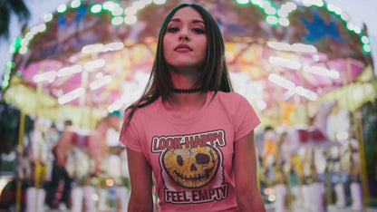 LOOK HAPPY FEEL EMPTY UNISEX STREETWEAR GRAPHIC TEE