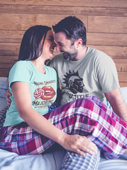 “KISSING UNIVERSITY MAJORING IN TEMPTATION.” Provocative Lips Graphic T-Shirt
