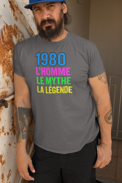 Born a Legend Since 1980 (editable French)– Unisex Streetwear Graphic Tee