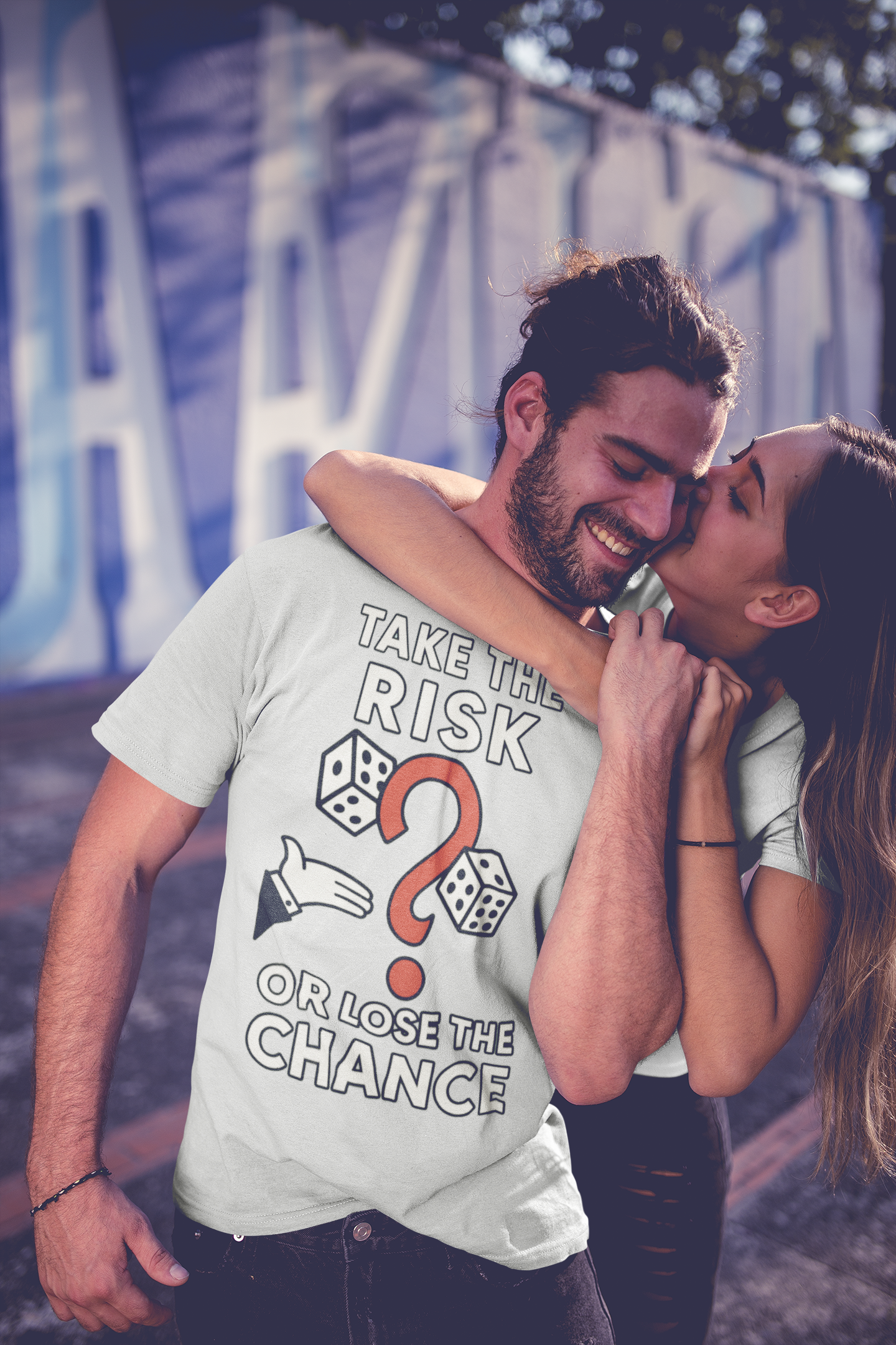 “TAKE THE RISK OR LOSE THE CHANCE,” Risk Over Regret – unisex streetwear graphic tee