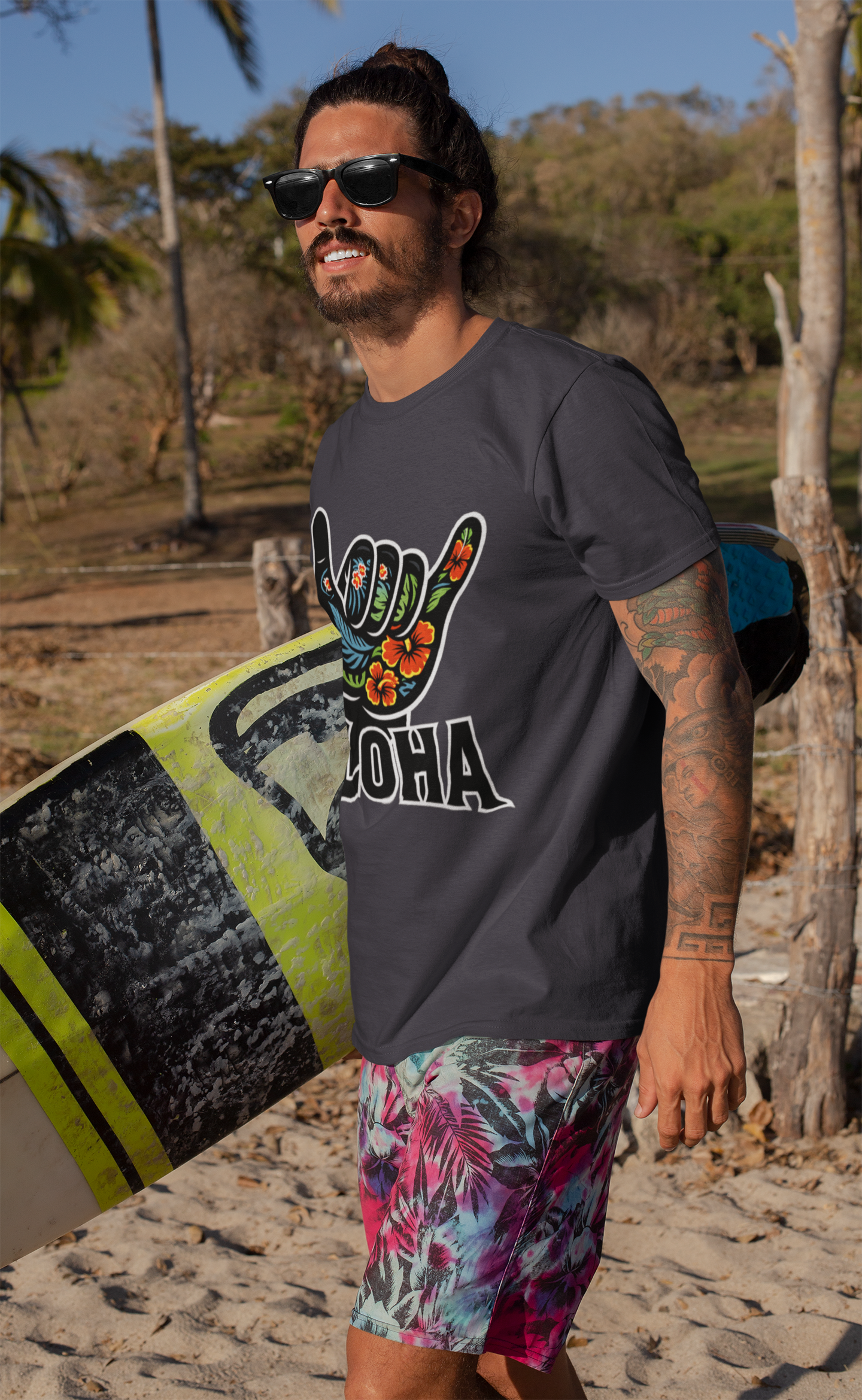 Aloha Shaka Floral Vibe – Unisex Streetwear Graphic Tee