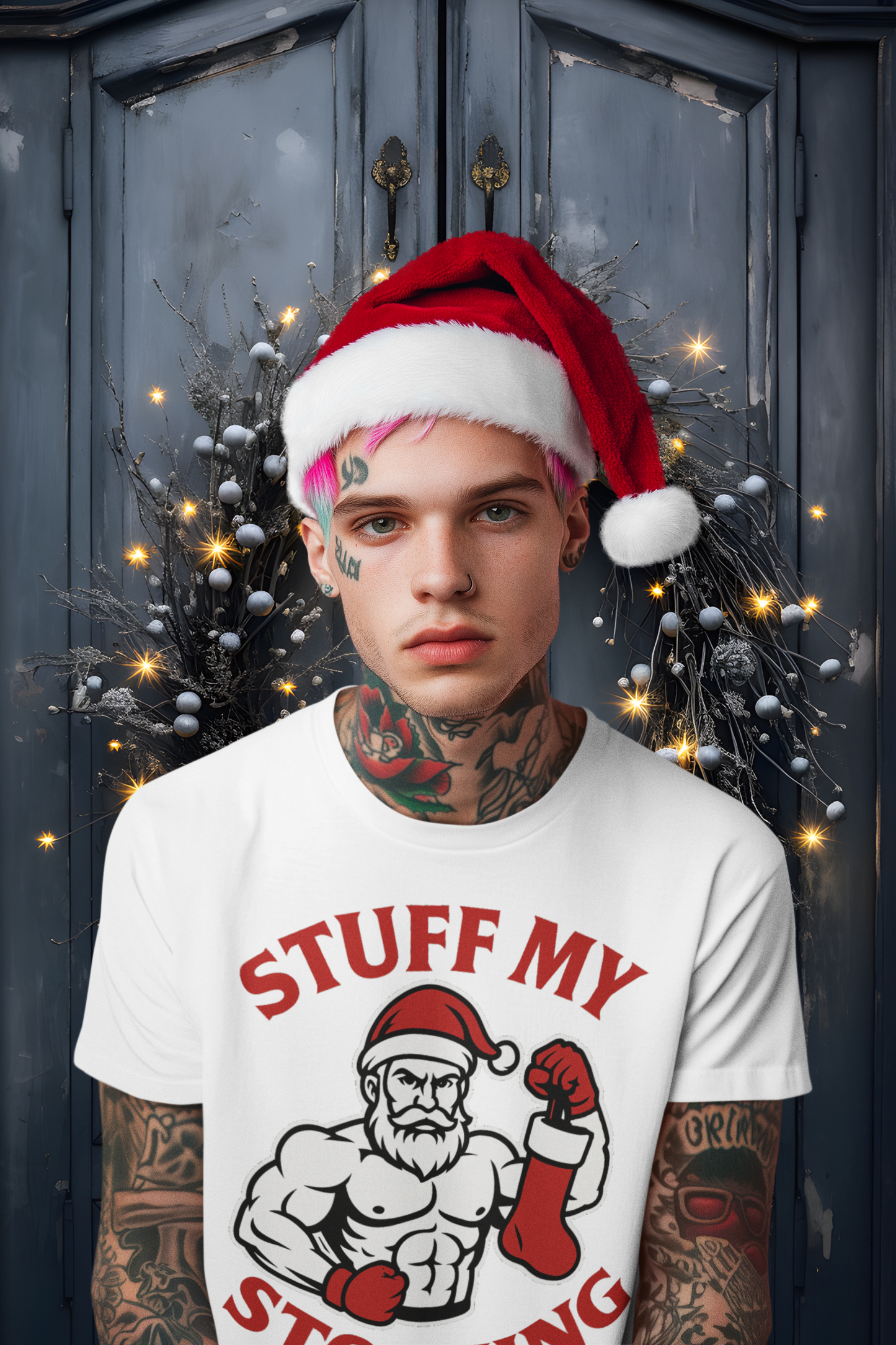 Stuff My Stocking – Unisex Bold Holiday Gym Streetwear Tee
