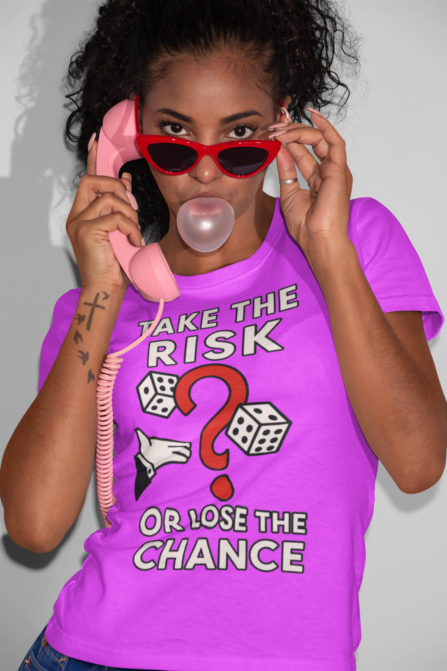 “TAKE THE RISK OR LOSE THE CHANCE,” Risk Over Regret – unisex streetwear graphic tee